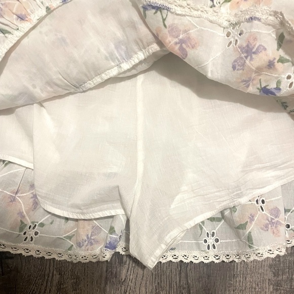 NWT Zara Skirt Womens XL Floral Tiered Ruffles Eyelet Lace Boho Cottage Festival - Picture 12 of 15